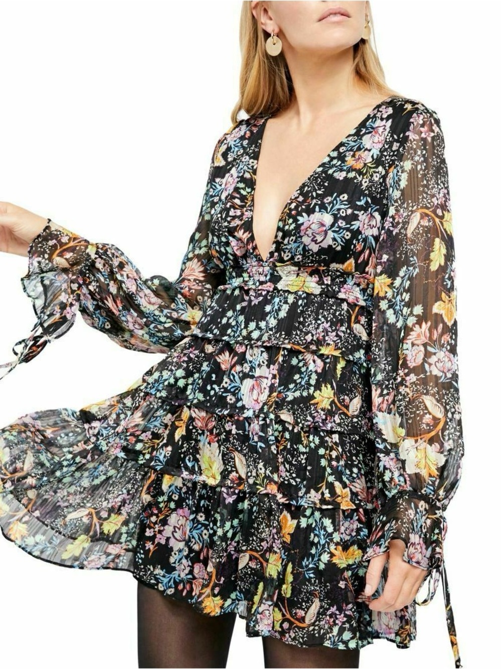 Free People “Closer to the Heart” Tiered Floral Mini Dress